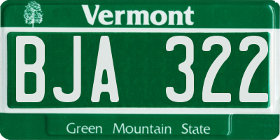 VT license plate BJA322