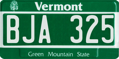 VT license plate BJA325