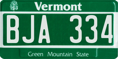 VT license plate BJA334