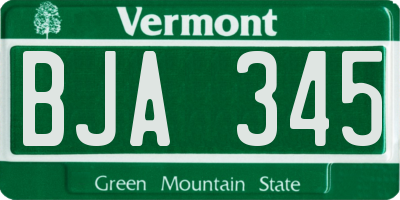 VT license plate BJA345