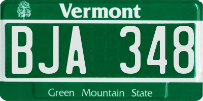 VT license plate BJA348