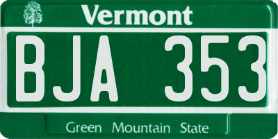 VT license plate BJA353
