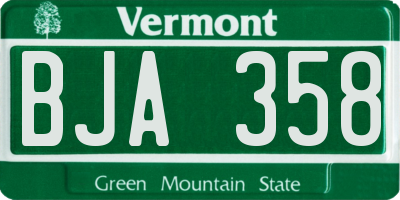 VT license plate BJA358