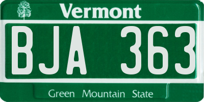 VT license plate BJA363