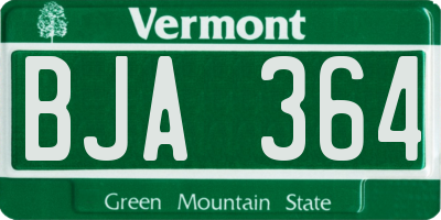 VT license plate BJA364