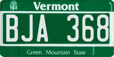 VT license plate BJA368