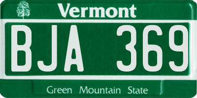 VT license plate BJA369