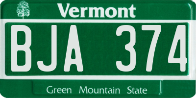 VT license plate BJA374