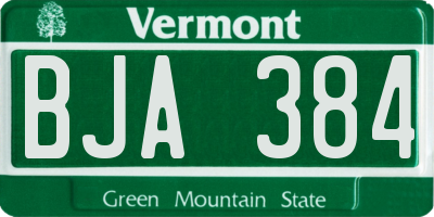 VT license plate BJA384
