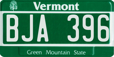 VT license plate BJA396