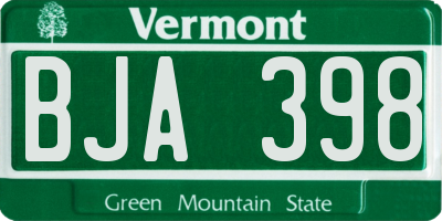 VT license plate BJA398