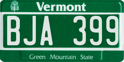 VT license plate BJA399