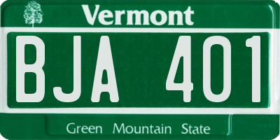 VT license plate BJA401