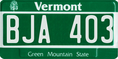VT license plate BJA403