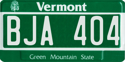 VT license plate BJA404