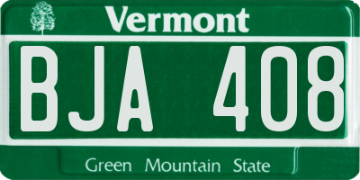 VT license plate BJA408