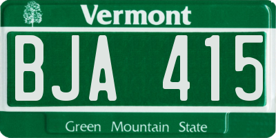 VT license plate BJA415