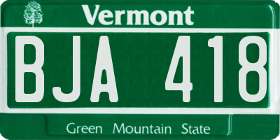 VT license plate BJA418