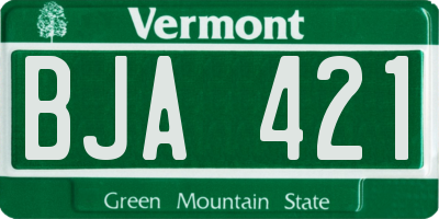 VT license plate BJA421