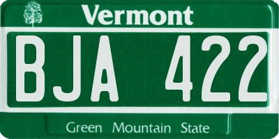 VT license plate BJA422