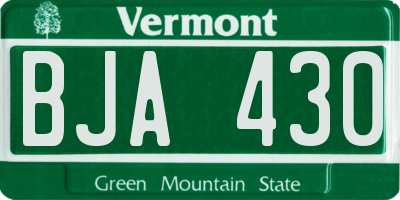 VT license plate BJA430
