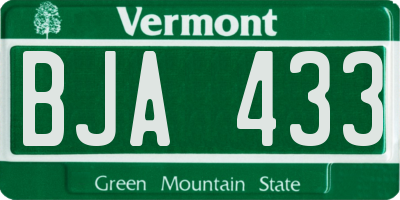 VT license plate BJA433
