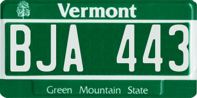 VT license plate BJA443
