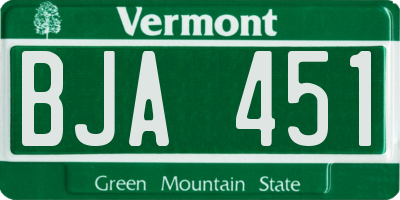 VT license plate BJA451