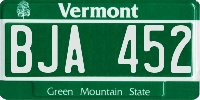 VT license plate BJA452
