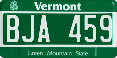 VT license plate BJA459