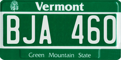 VT license plate BJA460