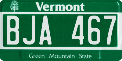VT license plate BJA467