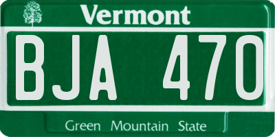 VT license plate BJA470