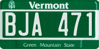 VT license plate BJA471