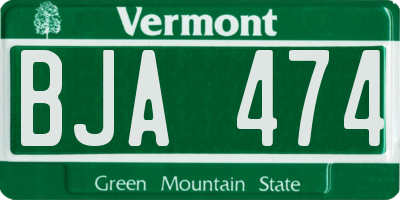VT license plate BJA474