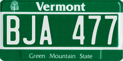 VT license plate BJA477
