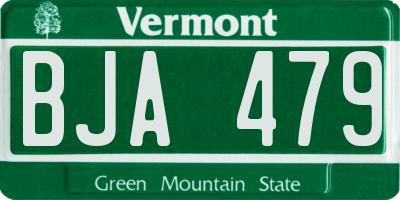 VT license plate BJA479