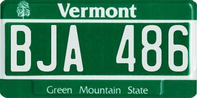 VT license plate BJA486