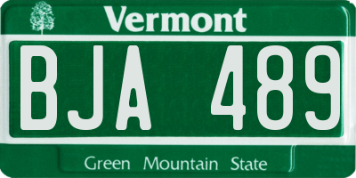 VT license plate BJA489