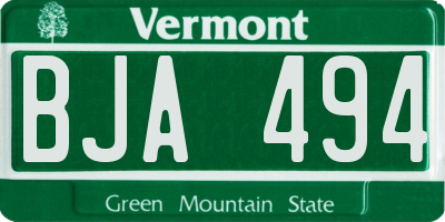 VT license plate BJA494