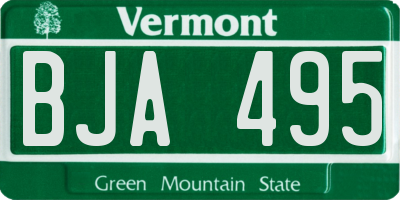 VT license plate BJA495