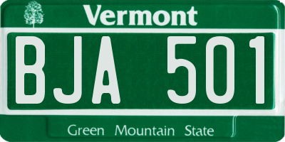 VT license plate BJA501