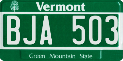 VT license plate BJA503