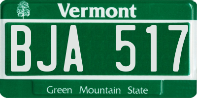 VT license plate BJA517