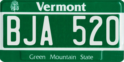 VT license plate BJA520