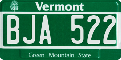 VT license plate BJA522