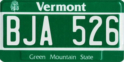 VT license plate BJA526