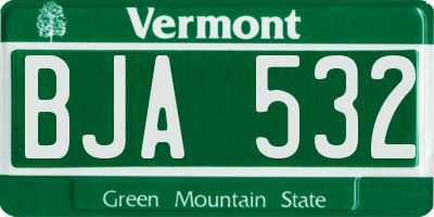 VT license plate BJA532