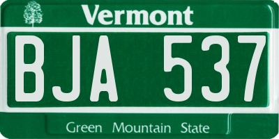 VT license plate BJA537