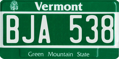 VT license plate BJA538